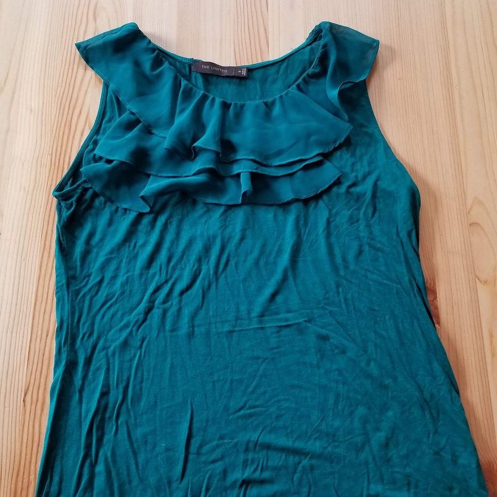 The Limited Ruffle Embellished Green Sleeveless